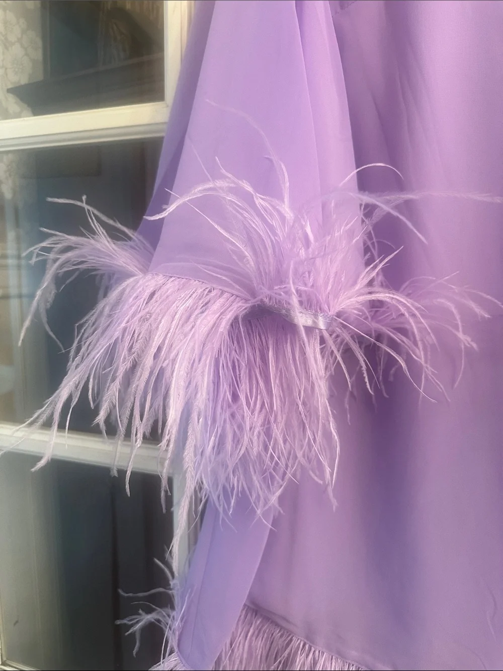 BNWT MAC DUGGAL FEATHER DRESS IN LILAC #11439 - Picture 5 of 9